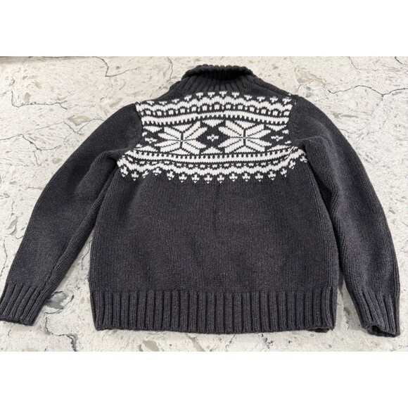 Boys OSHKOSH B'gosh Sweater Nordic Fair Isle Shawl Button Collar Gray Si… - Picture 2 of 7